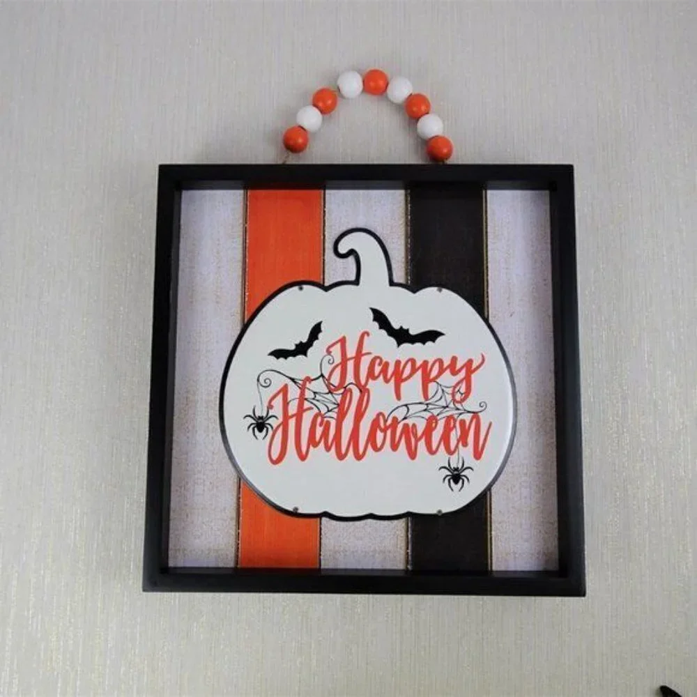 New Happy Halloween Wooden Box Decor Art Sign